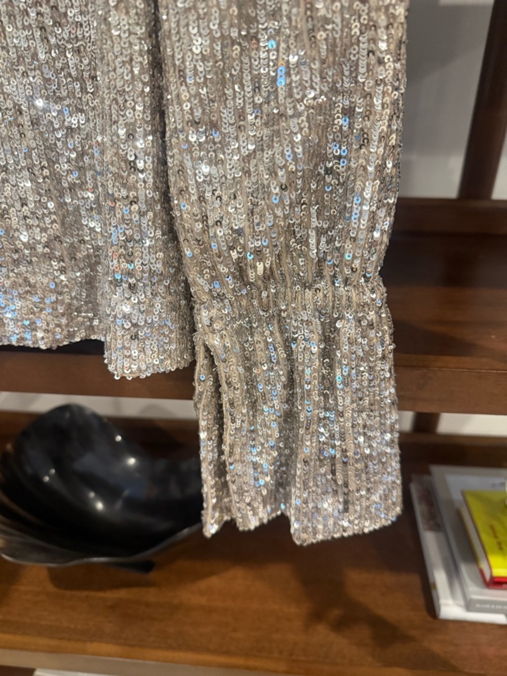 Zadig and Voltaire Tummy Silver/Gold Sequin Long Sleeve Top - Picture 4 of 8